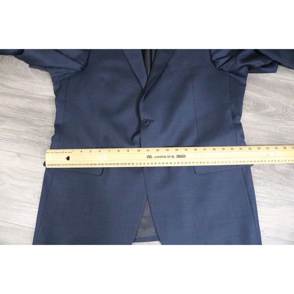 54L Hart Schaffner Marx Navy Wool 2-Piece Suit Trousers Jacket Pants 37 - Picture 9 of 15